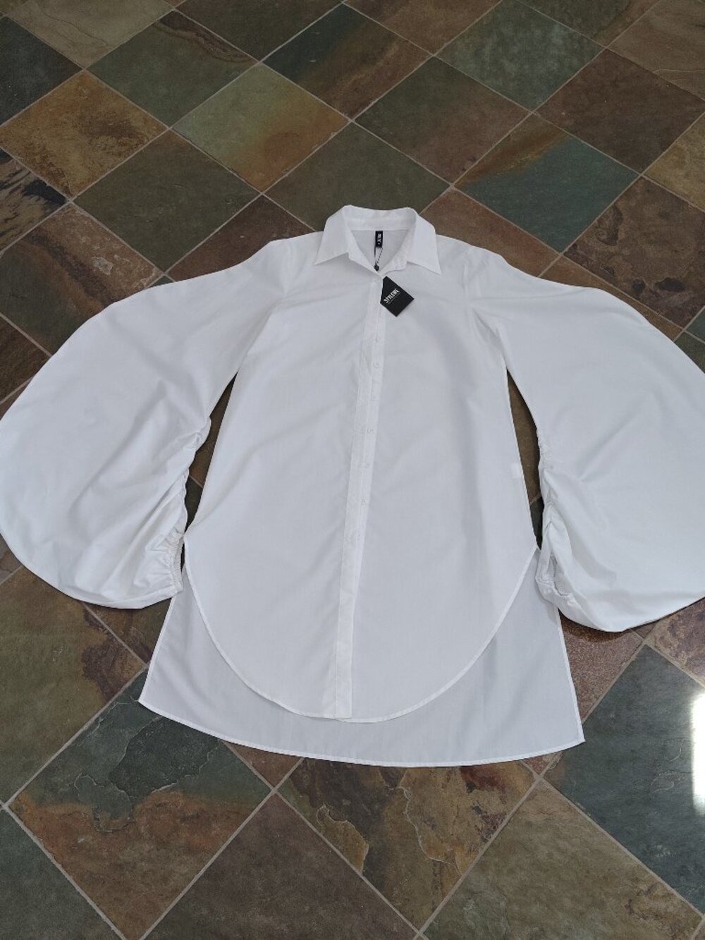 New Stylewe White Long Shirt Dress Futuristic Design